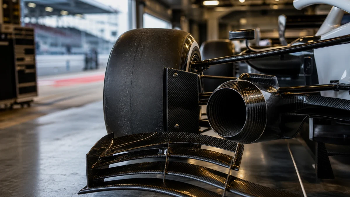 Motorsportmiljö som illustrerar f1 däck